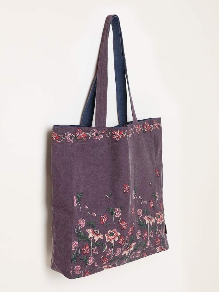FatFace Navy Floral Reversible Tote Bag - Image 3 of 3