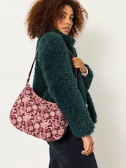 FatFace Burgundy Red Floral Canvas Crossbody Bag - Image 1 of 5