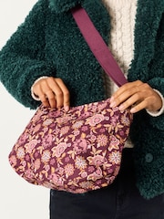FatFace Burgundy Red Floral Canvas Crossbody Bag - Image 2 of 5