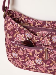 FatFace Burgundy Red Floral Canvas Crossbody Bag - Image 4 of 5
