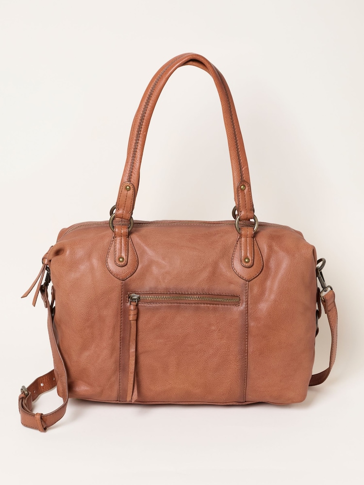 FatFace Chestnut Brown Leather Shoulder Bag - Image 1 of 3 FatFace Chestnut Brown Leather Shoulder Bag - Image 1 of 3