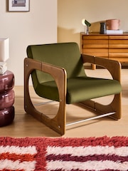 MADE.COM Olive Velvet Dual Accent Chair - Image 1 of 5
