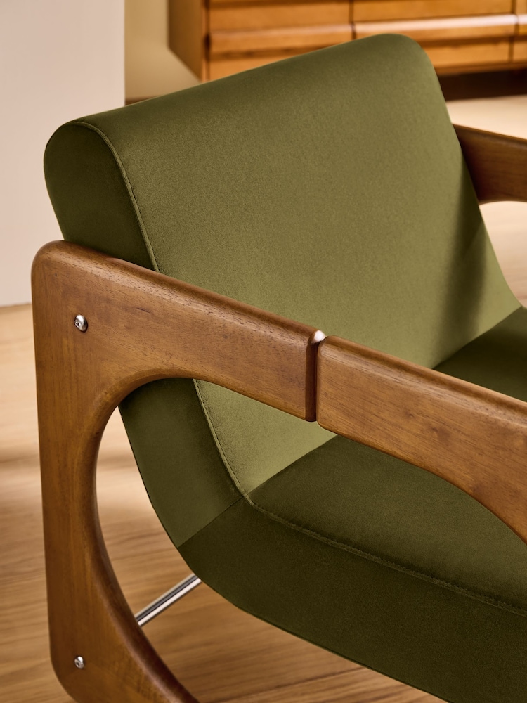 MADE.COM Olive Velvet Dual Accent Chair - Image 2 of 5