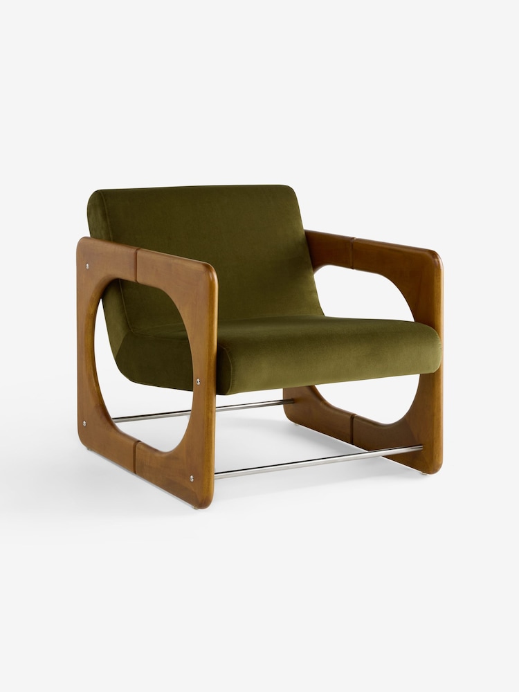 MADE.COM Olive Velvet Dual Accent Chair - Image 5 of 5