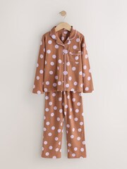 Chocolate Brown 1 Pack Button through Pyjamas (3-16yrs) - Image 5 of 8