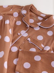 Chocolate Brown 1 Pack Button through Pyjamas (3-16yrs) - Image 7 of 8