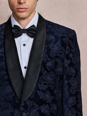Navy Floral Patterned Regular Fit Cotton Velvet Blazer - Image 5 of 13