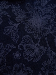 Navy Floral Patterned Regular Fit Cotton Velvet Blazer - Image 9 of 13