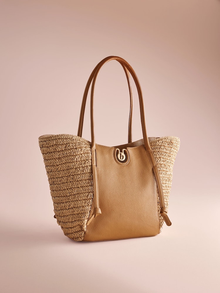 B by Ted Baker Raffia Leather Shopper Bag - Image 1 of 5 B by Ted Baker Raffia Leather Shopper Bag - Image 1 of 5