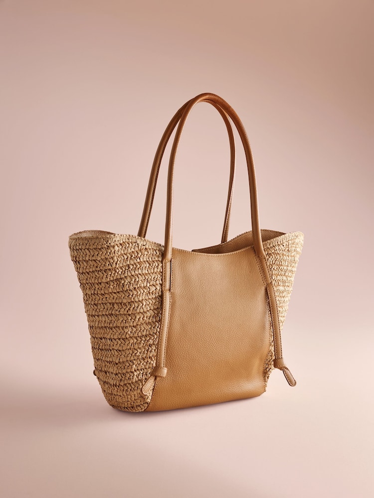 B by Ted Baker Raffia Leather Shopper Bag - Image 2 of 5 B by Ted Baker Raffia Leather Shopper Bag - Image 2 of 5