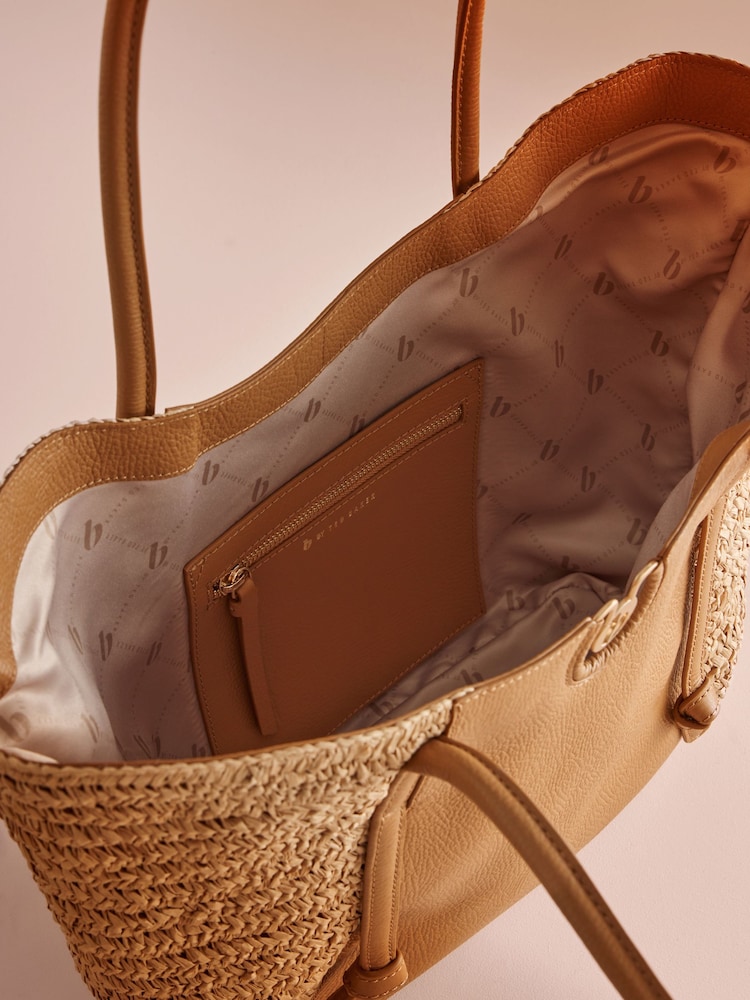 B by Ted Baker Raffia Leather Shopper Bag - Image 5 of 5 B by Ted Baker Raffia Leather Shopper Bag - Image 5 of 5