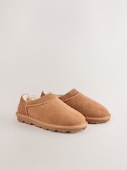 Tan Brown Suede Mini Boot Slippers - Image 2 of 5