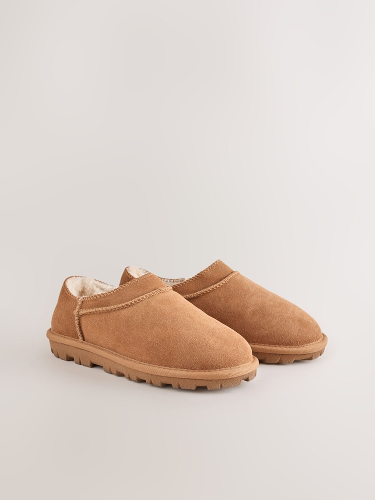 Tan Brown Suede Mini Boot Slippers - Image 2 of 5
