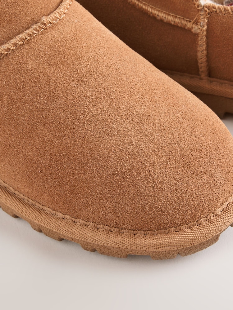 Tan Brown Suede Mini Boot Slippers - Image 5 of 5