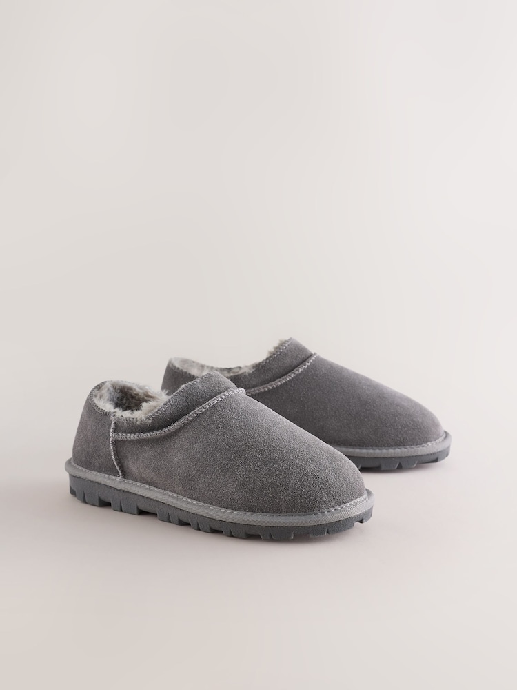 Grey Suede Mini Boot Slippers - Image 2 of 6 Grey Suede Mini Boot Slippers - Image 2 of 6