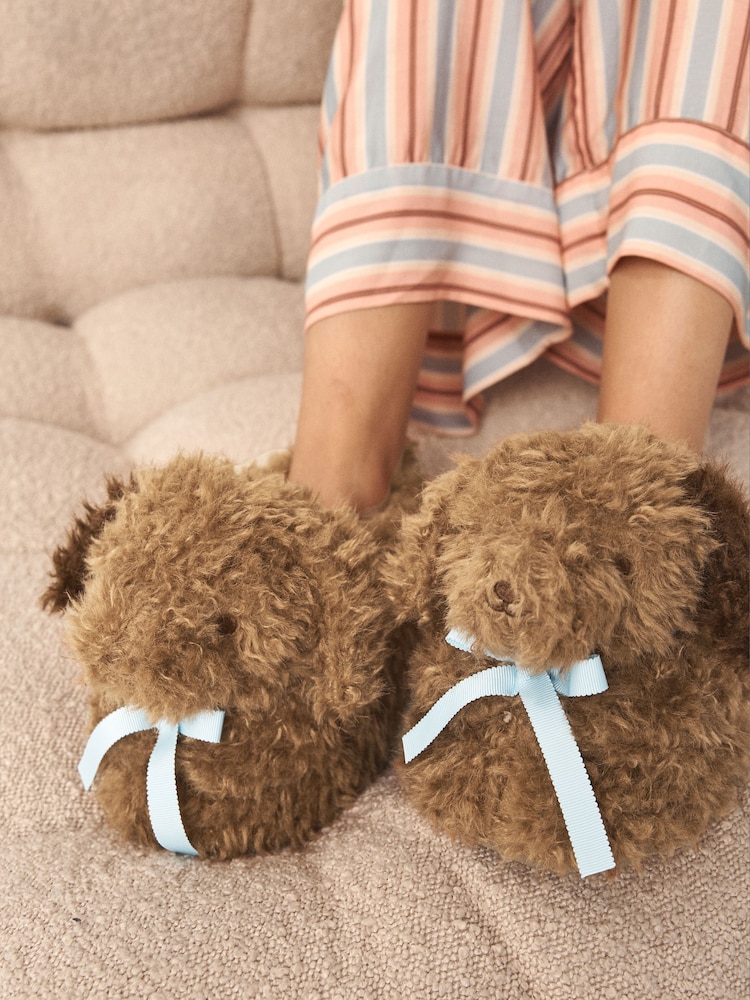 Tan Brown Mini Boot Slippers - Image 1 of 8 Tan Brown Mini Boot Slippers - Image 1 of 8