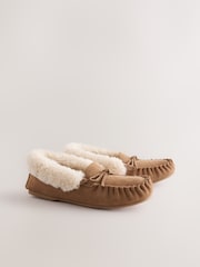 Tan Brown Moccasin Suede Slippers - Image 3 of 5