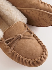 Tan Brown Moccasin Suede Slippers - Image 4 of 5