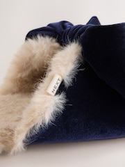 Navy Velvet Bow Mule Slippers - Image 9 of 9