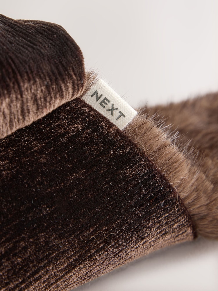Chocolate Brown Velvet Bow Mule Slippers - Image 9 of 9 Chocolate Brown Velvet Bow Mule Slippers - Image 9 of 9