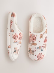 Cream/Orange Plush Mule Printed Slippers - Image 2 of 8