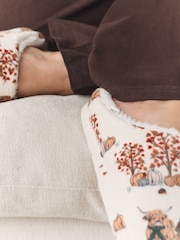 Cream/Orange Plush Mule Printed Slippers - Image 3 of 8