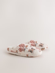 Cream/Orange Plush Mule Printed Slippers - Image 5 of 8