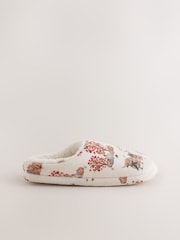 Cream/Orange Plush Mule Printed Slippers - Image 6 of 8