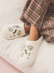 Cream - Mga tsinelas ng Borg Mule - Larawan 1 ng 4