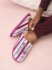 Ягідно-червоний - Plush Mule Printed Slippers - Image 2 of 5