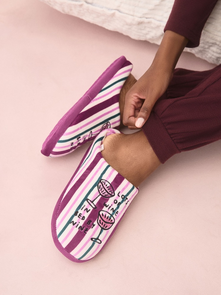 Ягідно-червоний - Plush Mule Printed Slippers - Image 2 of 5