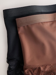 Black/Chocolate Nude High Waist Brief Tummy Control Light Shaping Knickers 2 Pack - Image 5 of 5