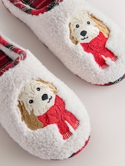Cream/Red Charlie Mule Borg Slippers - Image 4 of 5