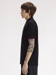 Fred Perry Black/Purple Tipped Short Sleeve Polo Shirt - Image 2 of 4