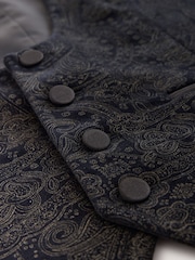 Black/Gold Paisley Cotton Velvet Waistcoat - Image 10 of 10