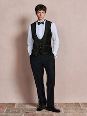 Black/Gold Paisley Cotton Velvet Waistcoat - Image 2 of 10