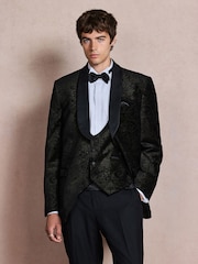 Black/Gold Paisley Cotton Velvet Waistcoat - Image 3 of 10