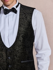 Black/Gold Paisley Cotton Velvet Waistcoat - Image 5 of 10