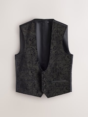 Black/Gold Paisley Cotton Velvet Waistcoat - Image 7 of 10
