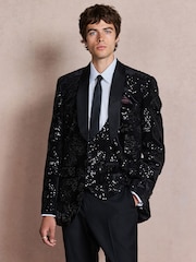 Black Sequin Cotton Velvet Waistcoat - Image 3 of 9