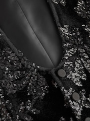 Black Sequin Cotton Velvet Waistcoat - Image 7 of 9