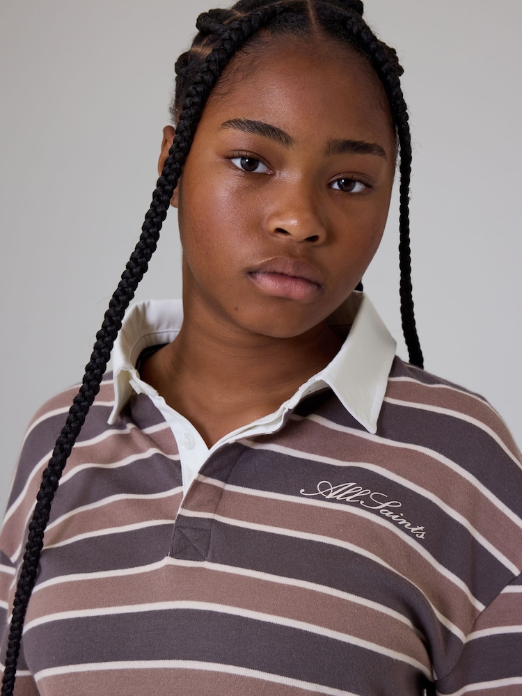 smALLSAINTS Multi Script Logo Stripe Collared Rugby Shirt - Image 2 of 8