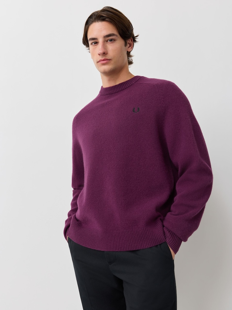 Fred Perry Purple Saddle Sleeve Jumper - Image 1 of 6
