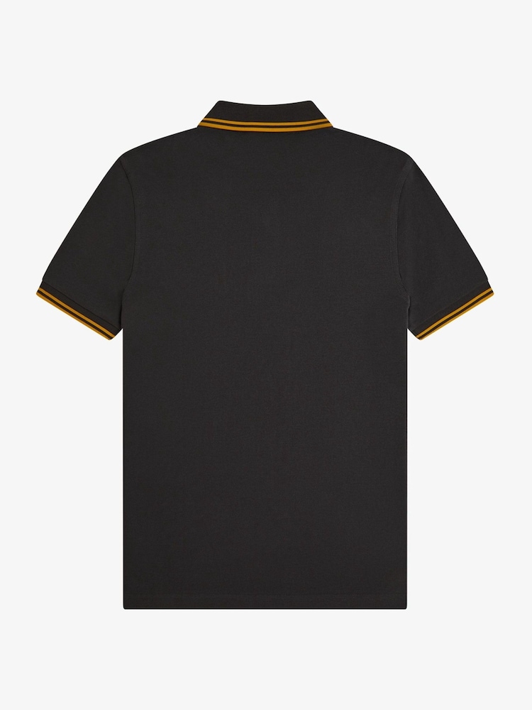 Grau - Fred Perry Kurzarm-Poloshirt mit Zierstreifen - Bild 5 von 5