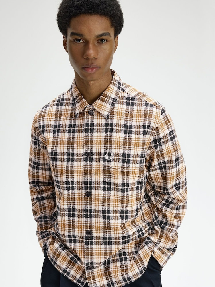 Fred Perry Natural Textured Check Overshirt - Image 1 of 4