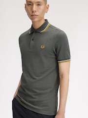 Fred Perry Charcoal Grey Tipped Short Sleeve Polo Shirt - Image 3 of 5