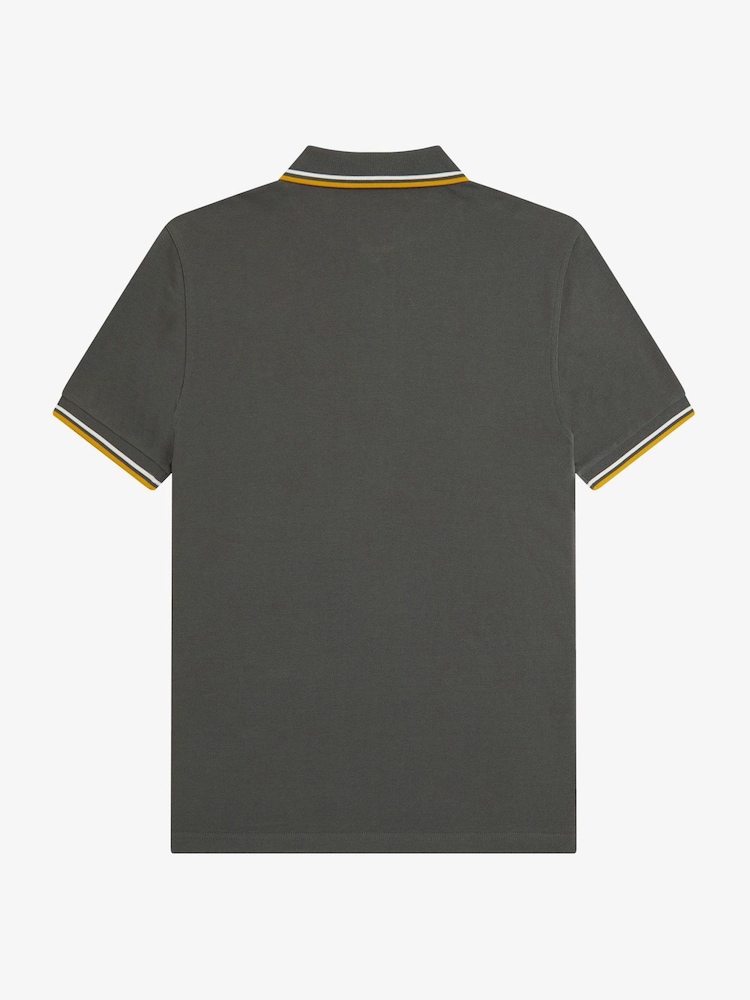 Fred Perry Charcoal Grey Tipped Short Sleeve Polo Shirt - Image 5 of 5 Fred Perry Charcoal Grey Tipped Short Sleeve Polo Shirt - Image 5 of 5