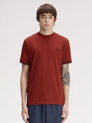 Fred Perry Orange Mesh Cuff Tshirt - Image 1 of 5