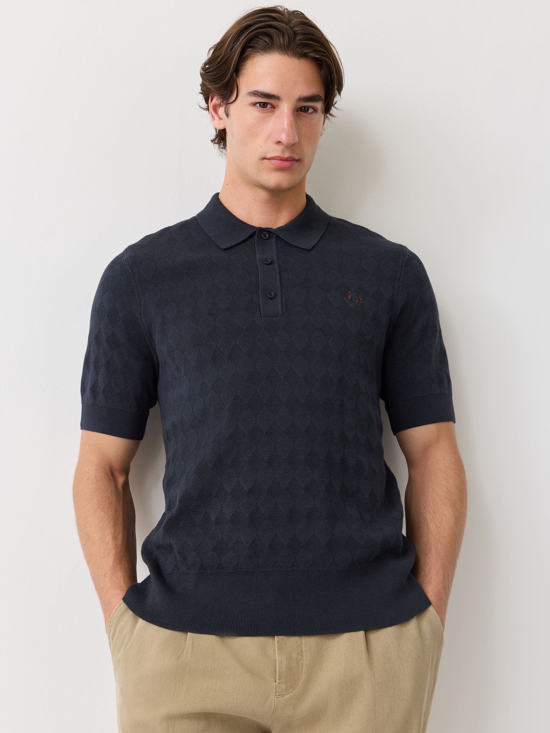 Fred Perry Men's Blue Pointelle Knitted Shirt - Image 1