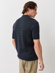 Fred Perry Blue Pointelle Knitted Shirt - Image 3 of 6